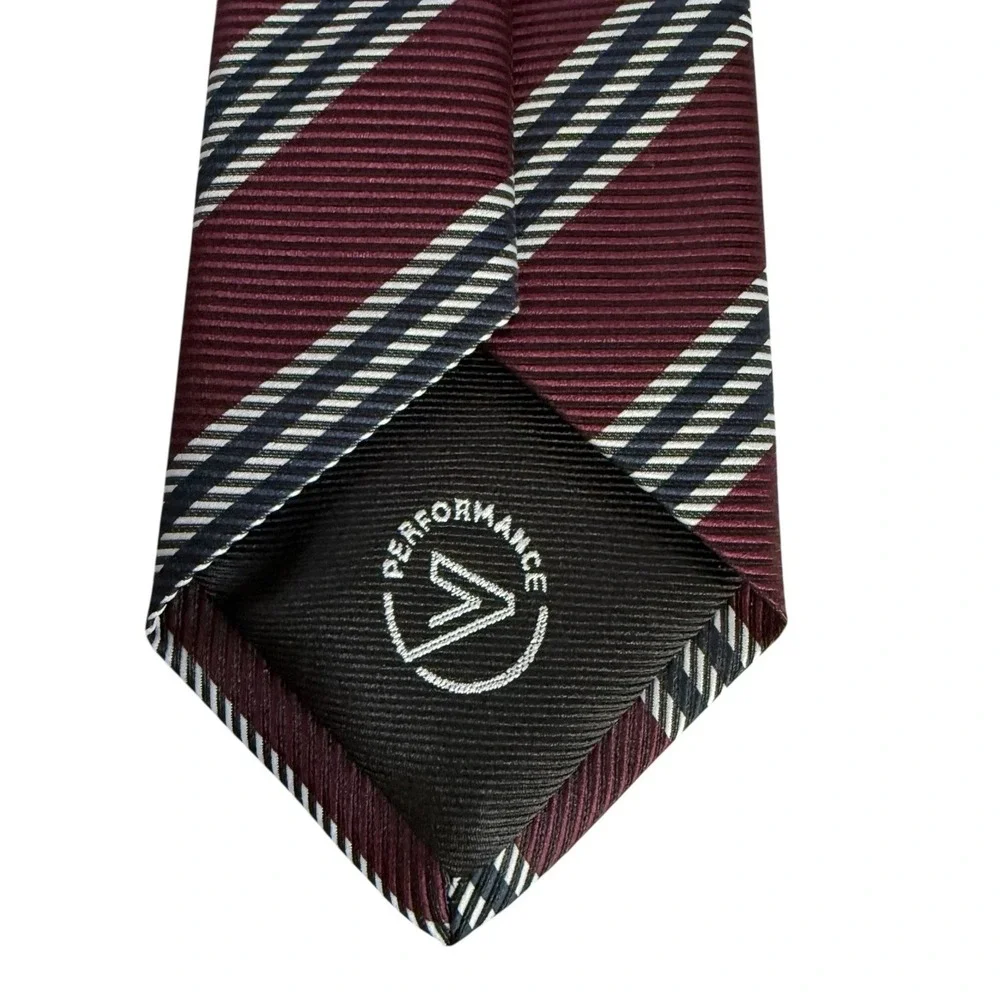 Hugo‎ Boss Mens Performance Tie Burgundy Navy Blue Stripe NWT